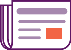 Pictogramme d'un journal au couleur de notre portail - violet et rouge